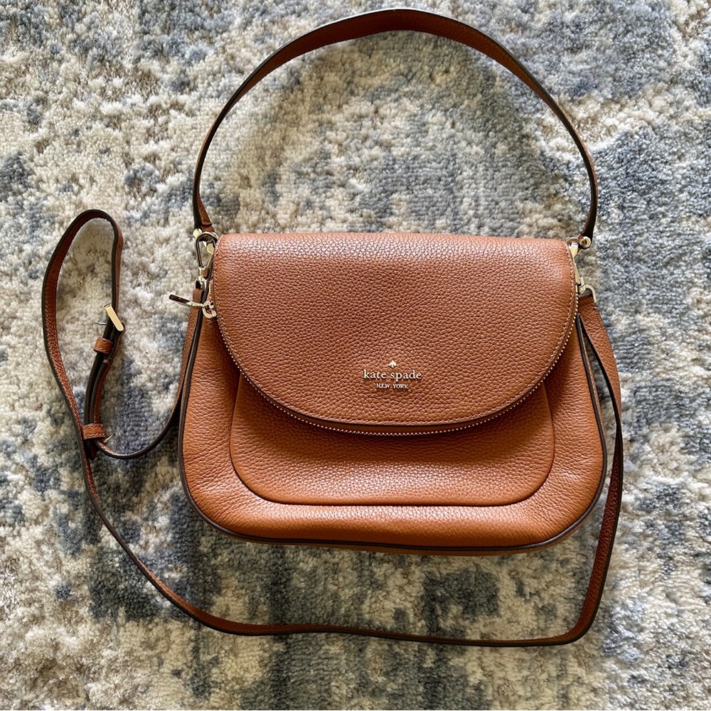 ♠️Kate Spade Leila Medium Flap Shoulder Bag Warm Gingerbread